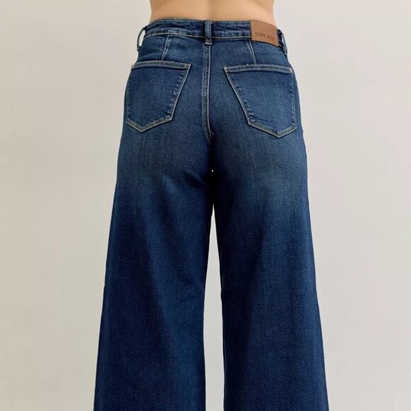 Judy Blue High Waist Palazzo Jeans with Front Patch Pockets - Picture 4 of 6